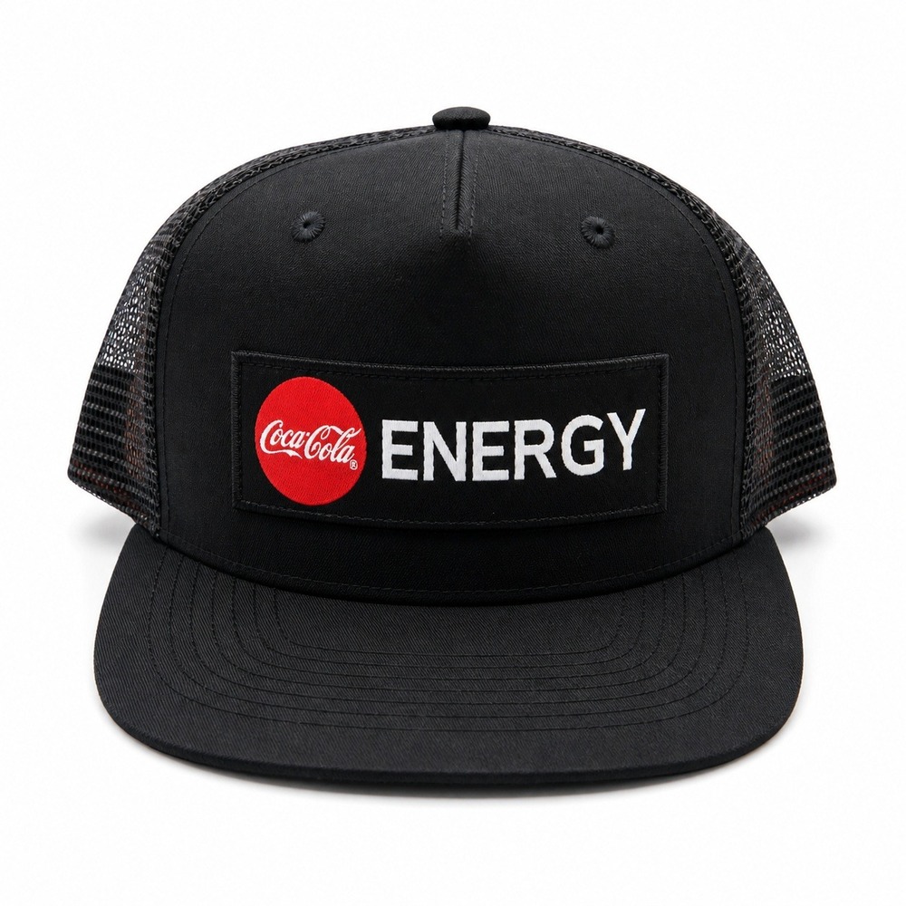 Coca Cola Energy Snapback Hat Black Red Trucker Cap Adjustable Flat‎ Bill